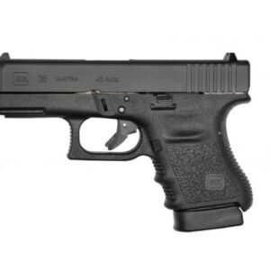 629.99 The Glock 36 is a sub compact pistol chambered in 45 ACP. Comes with a 3.78″ Barrel, Polymer Frame, Matte Finish, Fixed Sights, and 2 Magazines.