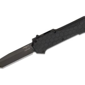 Hogue Compound OTF Automatic Knife – 3.5″ Plain Tanto Blade with Black G10 and Aluminum Handles